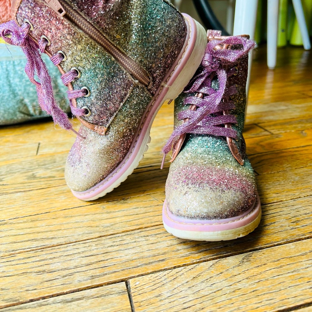 Rainbow Glitter combat boots, size 13, Dolce Vita, used condition.